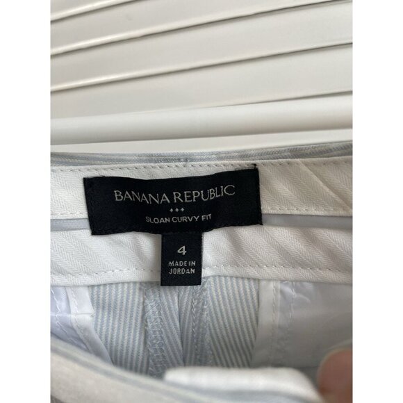 Banana Republic Women's Light Blue and White Sloan Curvy Fit Pants Size 4 - Picture 3 of 10